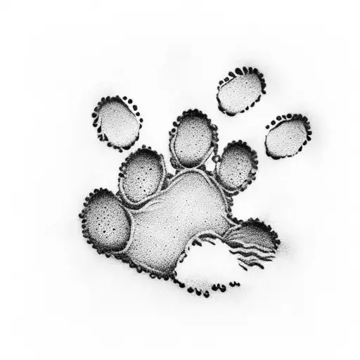 Dog Paw Print On Field Background