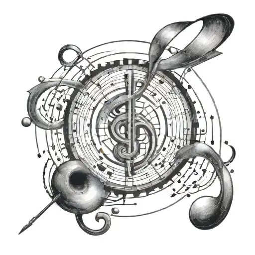 Create A Tattoo Of A Music Staff Wrapping Around The Arm With The Circle Of Fifths At The Center