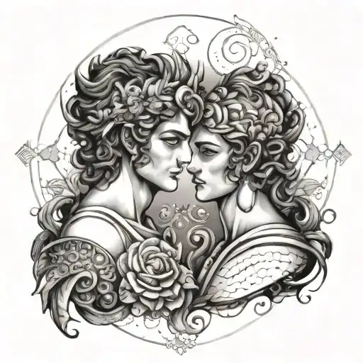 Greek God Tattoo Intricate Details Representing The Gemini And Cancer Zodiacs