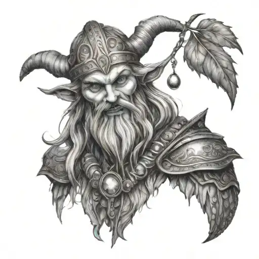 Norse God Loky With Evil Smile Holding Misletoe