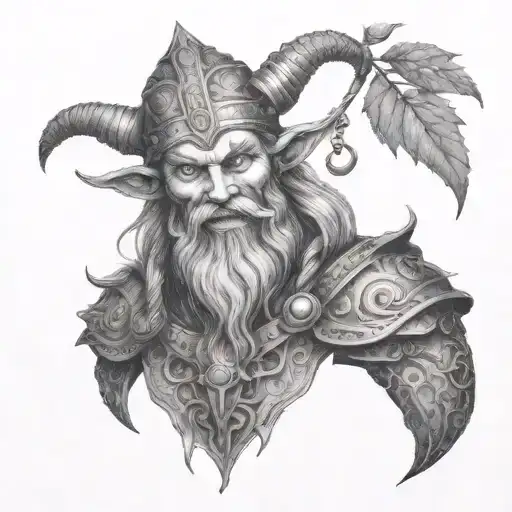 Norse God Loky With Evil Smile Holding Misletoe In Hand