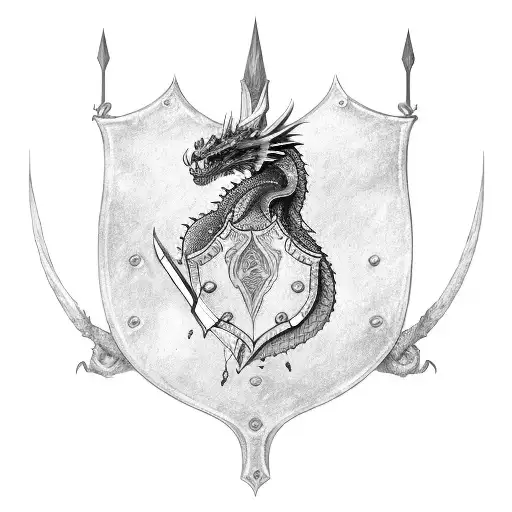 A Dragon With A Shield And Sword