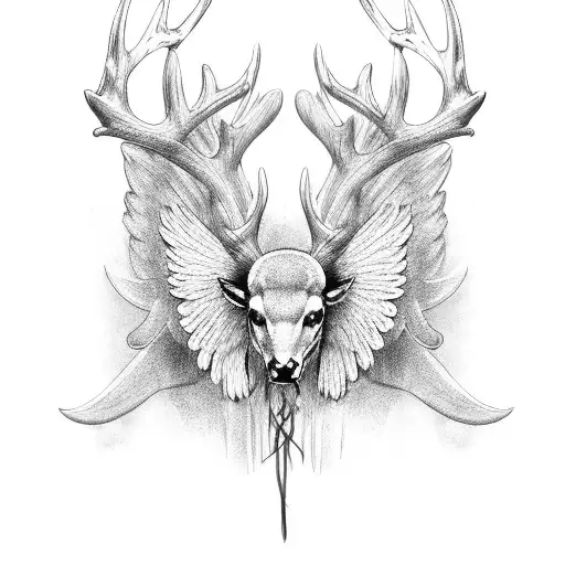Angel Wings With Deer Antlers
