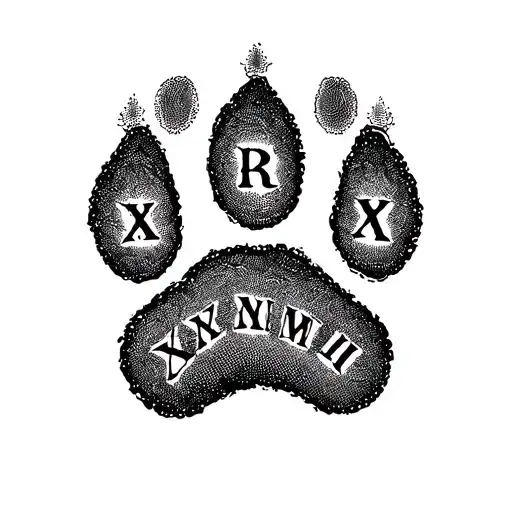 Roman Numerals Integrated Into A Bear Paw Print Design