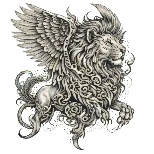 A Lion With Wings Made Of Skulls