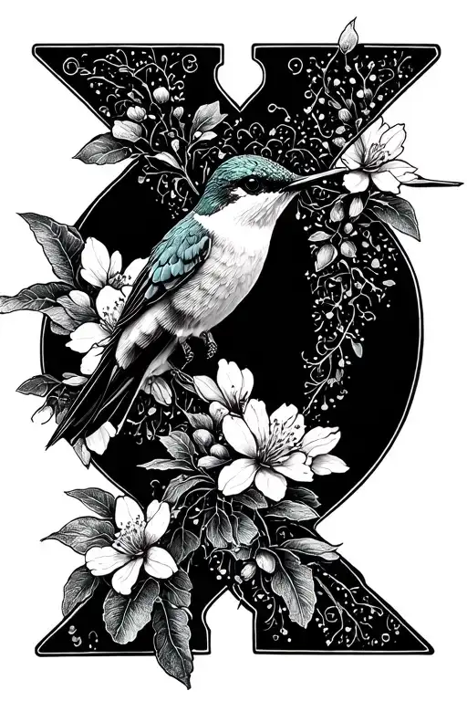 Hummingbird Sakura Letter W