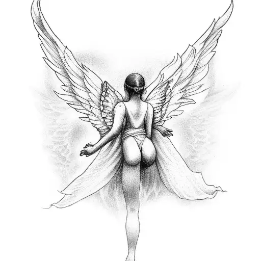 Angel Trying To Run Away From Another Angel Symbolising Love