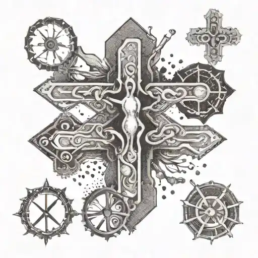 A Collection Of Different Types Of Outdoor Gear Forming A Cross Shape