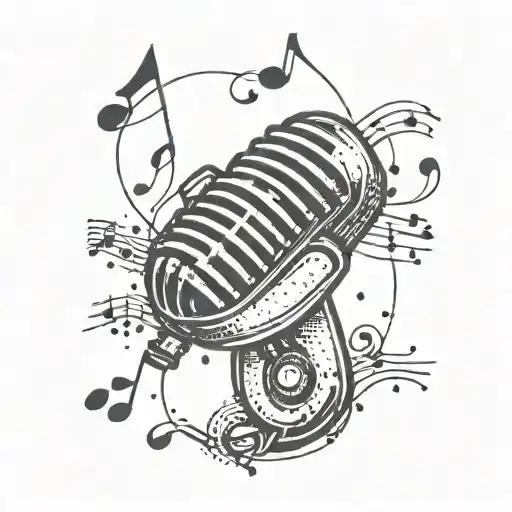 A Psychological Symbol Merged With A Rockabilly Microphone And Music Notes