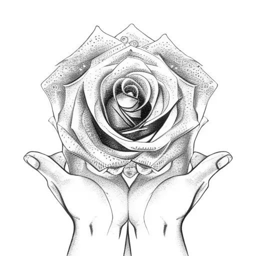 Praying Hands Holding Rose