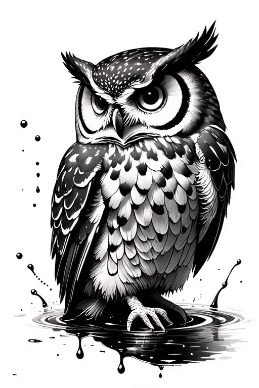 Owl Watch With Dripping Water