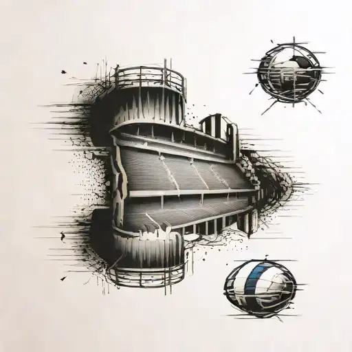 A Tattoo Of A Football Field Inside The Coliseum