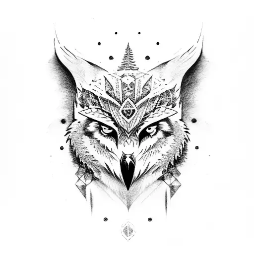 Snow Owl Wolf And Forest