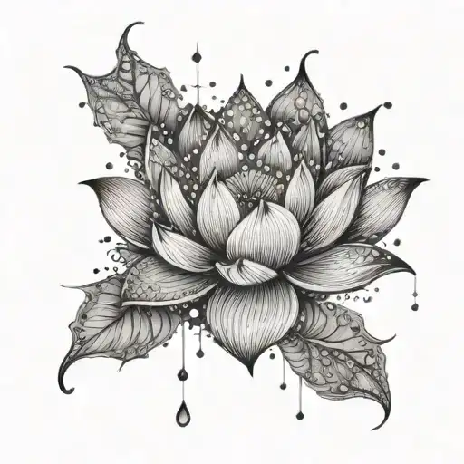 A Detailed Lotus Flower Surrounded By Intricate Crystal Formations