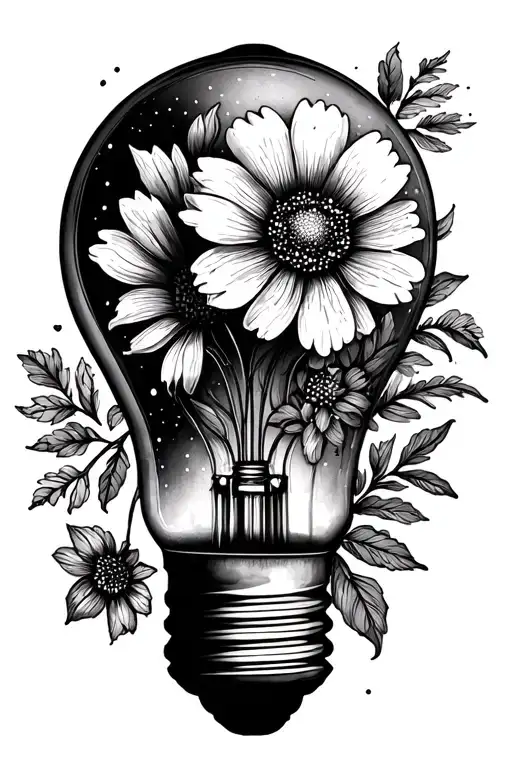 Lightbulb With Flowers
