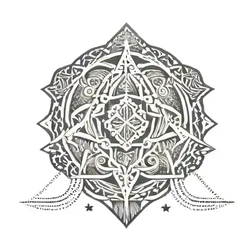 Abstract Geometric Patterns Inspired By Maori Tattoos With Polynesian Symbols Intertwined