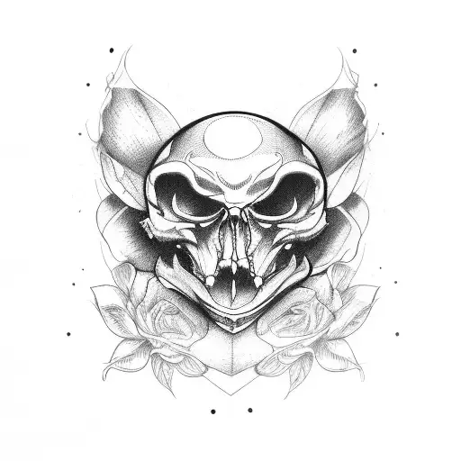 Raccon With Rose And Scull