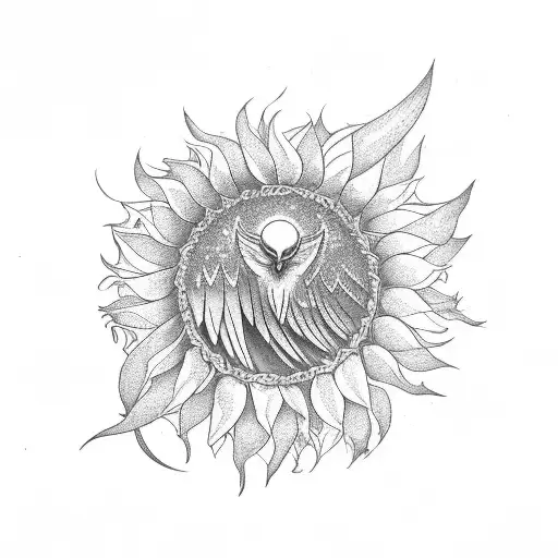 Phoenix With Semi Colon And Sunflower