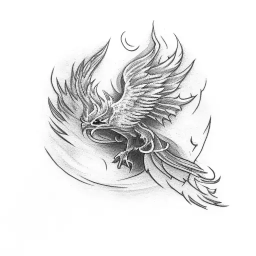 Phoenix Surrounded By Fire And A Semi Colon