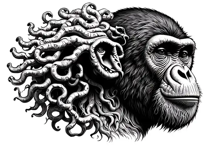 Wise Monkey With Medusa Head
