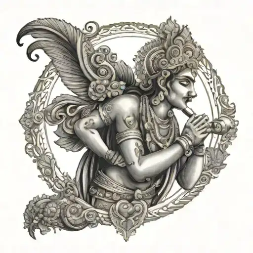 Illustrate Lord Murugan In A Traditional South Indian Temple Setting With Intricate Dotwork Patterns