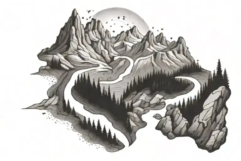 An Intricate Hiking Trail Winding Through A Mountain Range