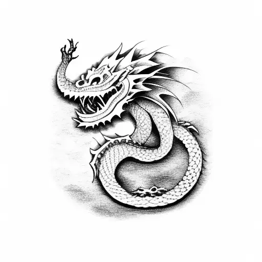 Japanese Dragon With Japanese Sword