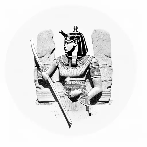 An Ancient Egyptian Warrior Playing A Video Game On A Stone Tablet