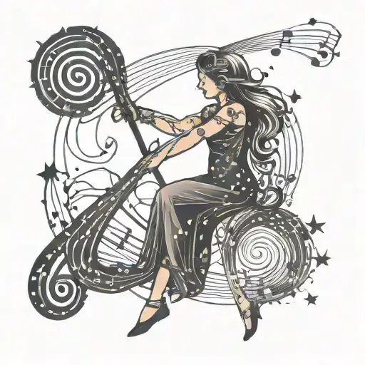 A Celestial Scene Of The Virgo Constellation With A Music Staff Running Through It