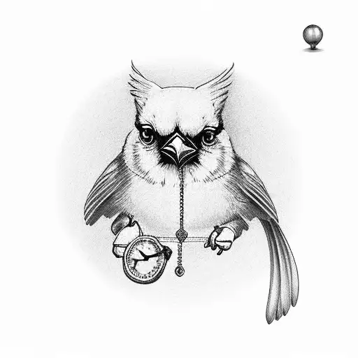 Cardinal Flying With Pocket Watch