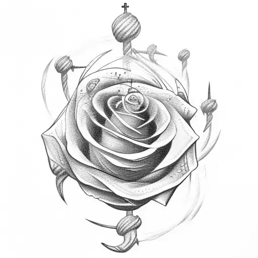 Triceps Tattoo Rose Of The Winds With Anchor At The Bottom