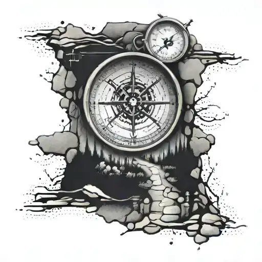 Stone Road Leading Home With Small Compass