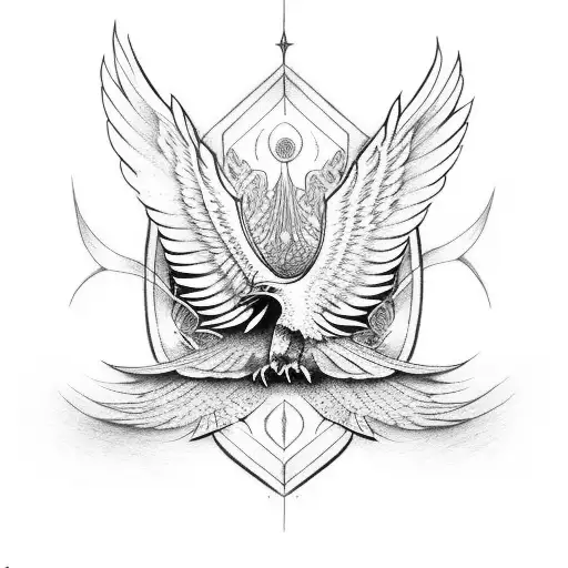 Flying Eagle With Rose