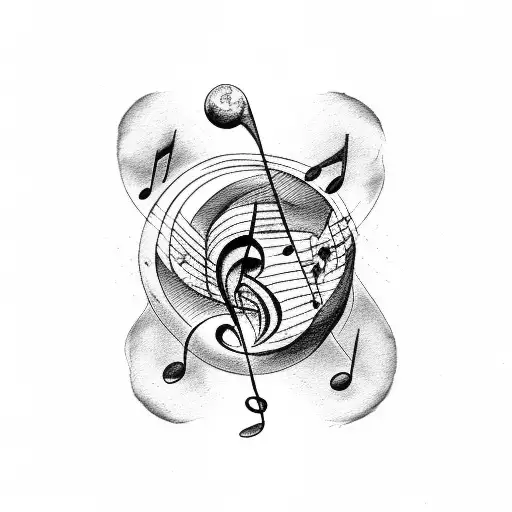 Treble Clef With Music Notes And Moon Phase