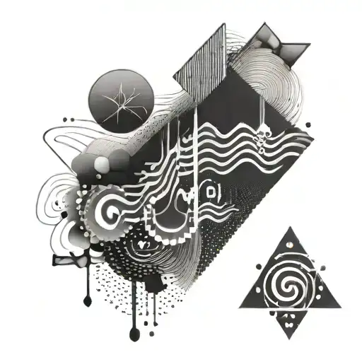 An Abstract Design Combining Audio Waveforms And Hindu Symbols