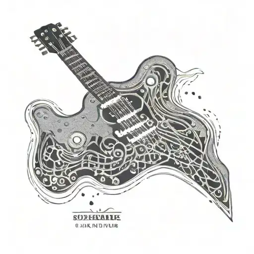 An Intricate Design Of A Guitar Fretboard With Motivational Fitness Quotes As The Strings