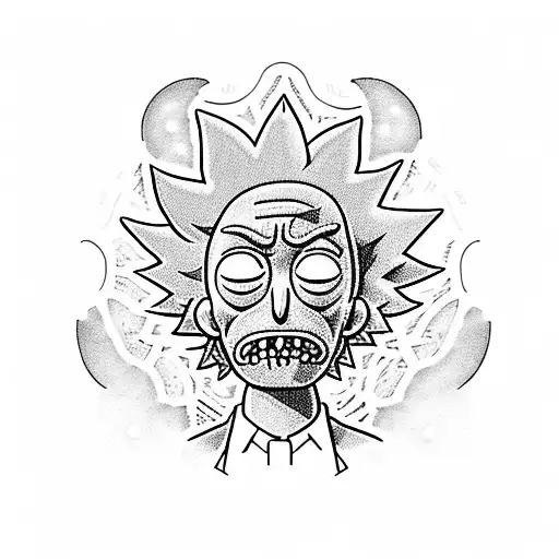 Rick From The Rick And Morty Cartoon Entering The Interdimensional Portal