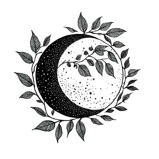 Moon Phase With Leaf