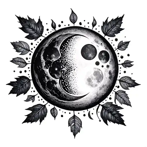 All Phases Of The Moon With Leaf
