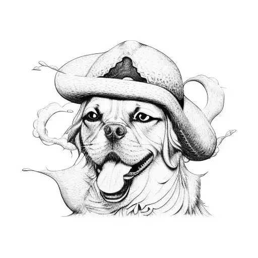 Cocker Dog Bread Profile Wearing Straw Hat From One Piece In The Neckk
