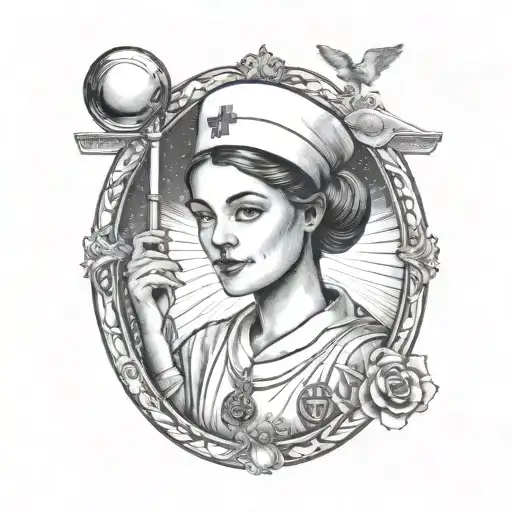 A Tarot Card Design Featuring A Nurse Symbolizing Healing And Care