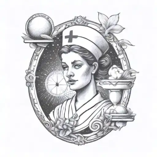 A Tarot Card Design Featuring A Nurse Symbolizing Healing And Care