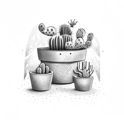 Cactus In A Pot With A Bootle Of Alcohol