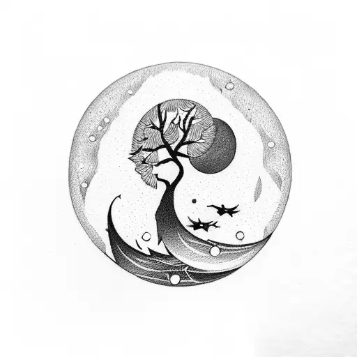 Woman Laying Off Half Cresent Moon