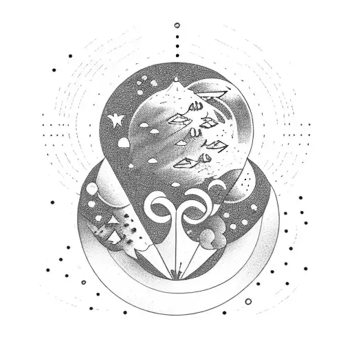 Space Themed Abstract Tattoo With Ufo Subflower Tents