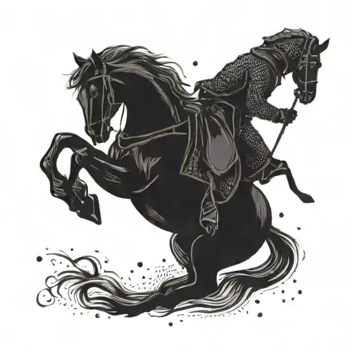 A Minimalist Design Of Kurbads Riding His Magical Horse