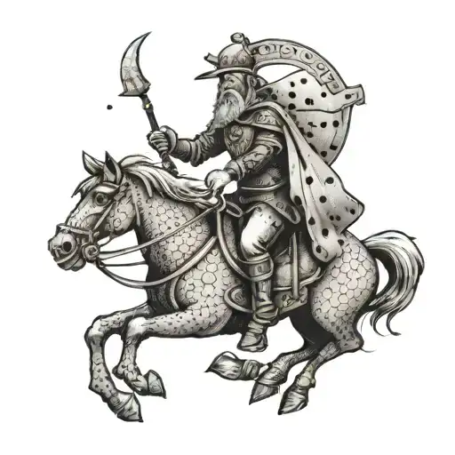 A Minimalist Design Of Kurbads Riding His Magical Horse