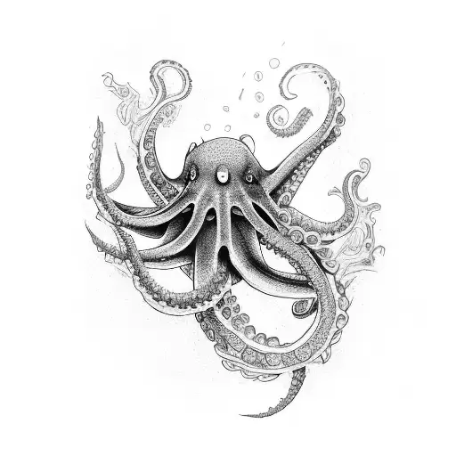 Blue Purple Octopus On Shoulder And Arm