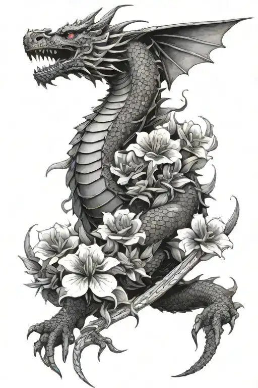 Dragon Samurai Flowers