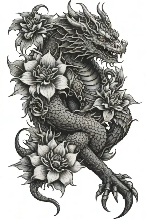 Dragon Samurai Flowers